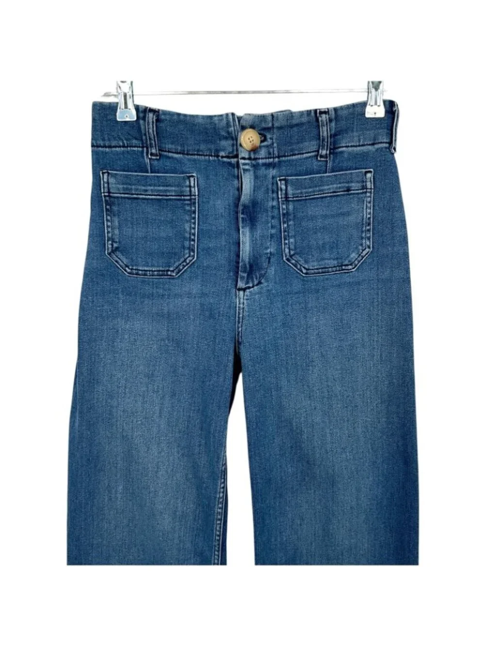 Maeve The Colette Wide Leg Jeans Womens 27 Blue High Rise Crop Denim Stretch